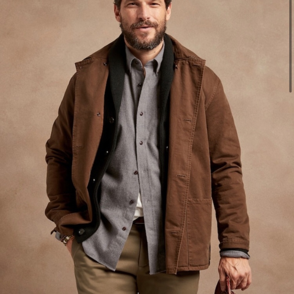 NWT Banana Republic grey Untucked Standard-Fit Flannel Shirt